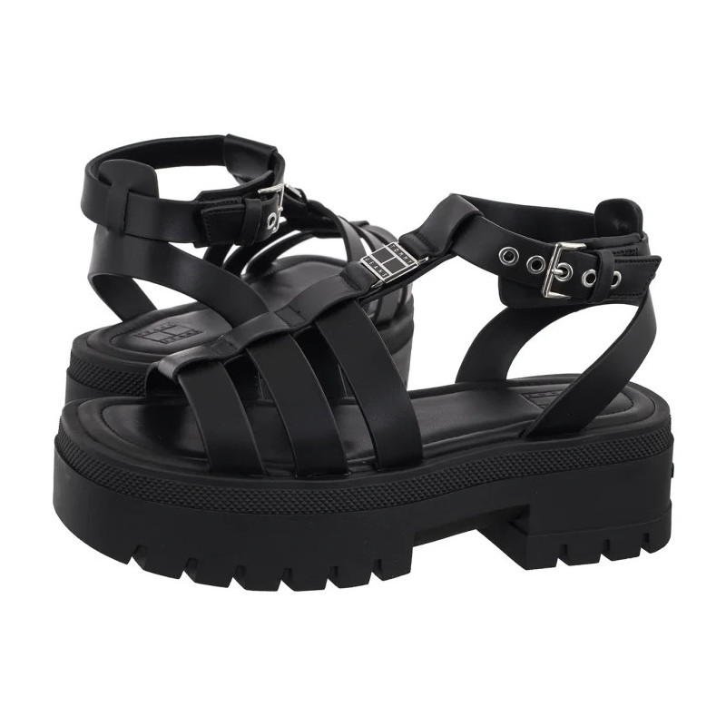Tommy Hilfiger Tjw Fisherman Leather Max Sandal Black EN0EN029943 BDS (TH1460-a) kurpes