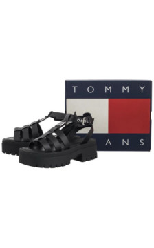 Tommy Hilfiger Tjw Fisherman Leather Max Sandal Black EN0EN029943 BDS (TH1460-a) kurpes