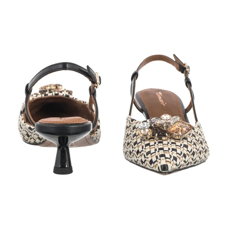 Tamaris Beżowe/Czarne 1-29512-46 098 Black Comb (TM574-a) kurpes