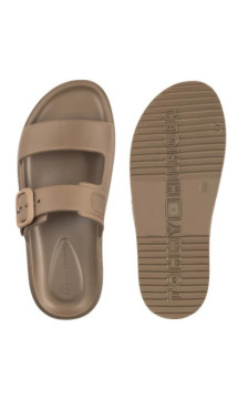 Tommy Hilfiger Th Double Strap Sandal Pearl Safari Canvas Pearlized FW0FW09114 0HT (TH1475-a) Women's Shoes/Flip Flops