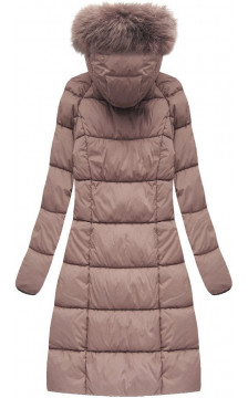 LONG QUILTED HOODED WINTER JACKET VINTAGE PINK (7751BIG) striukė
