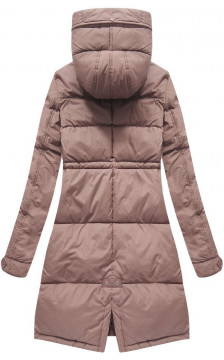 LONG HOODED WINTER JACKET VINTAGE PINK (7752) striukė