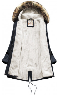 FUR HOODED PARKA NAVY BLUE (7602BIG) striukė