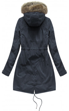 FUR HOODED PARKA NAVY BLUE (7602BIG) striukė