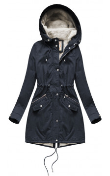 FUR HOODED PARKA NAVY BLUE (7602BIG) striukė