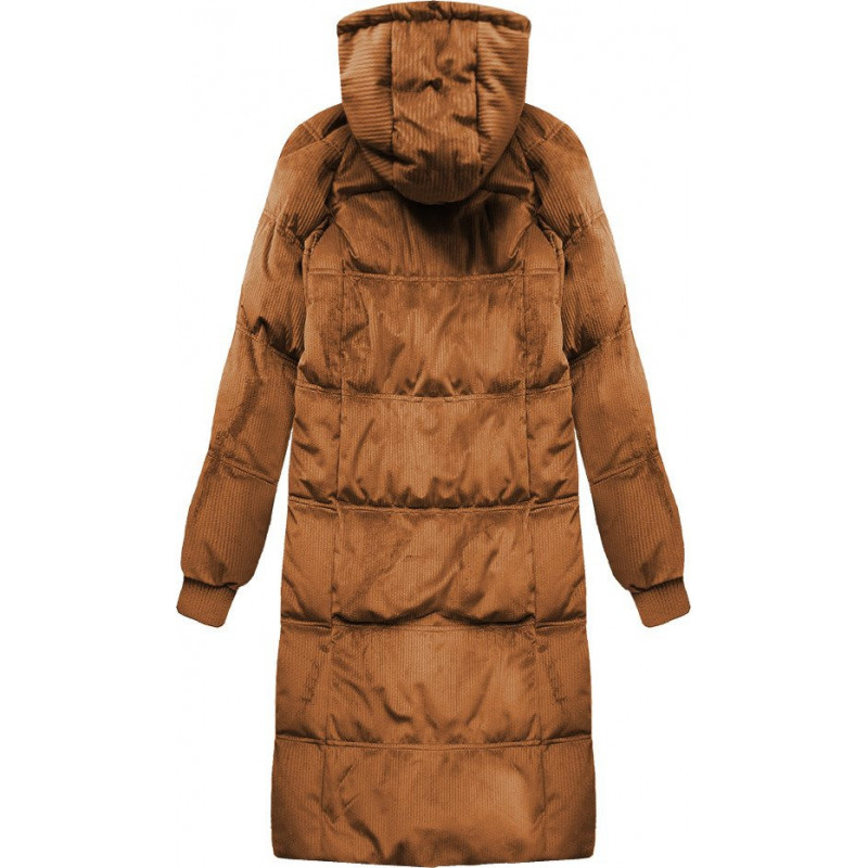  STRIPED JACKET WITH CARAMEL HOOD (7763) striukė