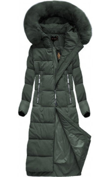 LONG WINTER HOODED JACKET GREEN (7688) striukė