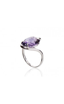 Gold ring 1100023(Au-W)_CZ+AM, White Gold 585°, Zirkons , Amethyst