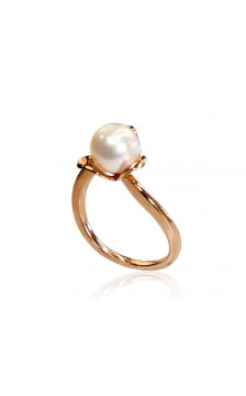 Gold ring 1100030(Au-R)_PE, Red Gold 585°, Fresh-water Pearl