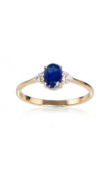 Gold ring 1100091(Au-R+PRh-W)_DI+SA, Red Gold 585°, Rhodium (Plating) , Diamonds , Sapphire