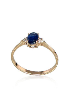 Gold ring 1100091(Au-R+PRh-W)_DI+SA, Red Gold 585°, Rhodium (Plating) , Diamonds , Sapphire