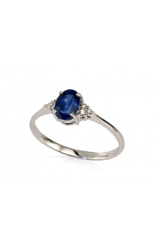 Gold ring 1100091(Au-W)_DI+SA, White Gold 585°, Diamonds , Sapphire