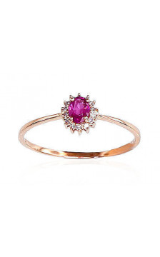 Gold ring 1100100(Au-R+PRh-W)_DI+RB, Red Gold 585°, Rhodium (Plating) , Diamonds , Ruby