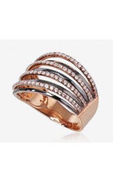 Gold ring 1100103(Au-R+PRh-Bk)_DI, Red Gold 750°, Rhodium (Plating) , Diamonds
