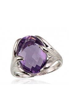 Gold ring 1100110(Au-W)_AM, White Gold 585°, Amethyst