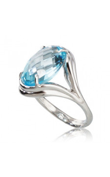 Gold ring 1100113(Au-W)_TZLB, White Gold 585°, Sky Blue Topaz