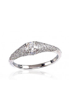 Auksinis žiedas 1100119(Au-W)_DI, Baltas Auksas 585°, Briliantai