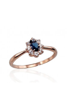 Gold ring 1100126(Au-R)_CZ+CZ-B, Red Gold 585°, Zirkons