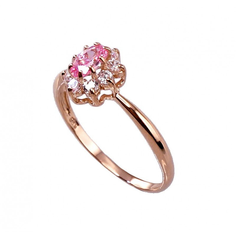 Kuldsõrmus 1100126(Au-R)_CZ+CZ-PI, Punane Kuld 585°, Tsirkonid