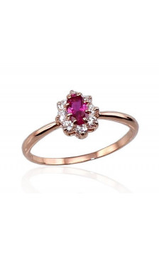 Gold ring 1100126(Au-R)_CZ+CZ-RO, Red Gold 585°, Zirkons