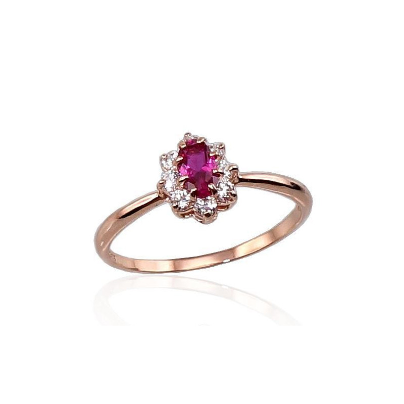 Zelta gredzens 1100126(Au-R)_CZ+CZ-RO, Sarkanais Zelts 585°, Cirkoni