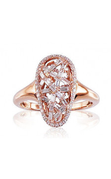 Gold ring 1100141(Au-R)_DI, Red Gold 585°, Diamonds
