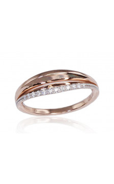 Gold ring 1100163(Au-R+PRh-W)_DI, Red Gold 585°, Rhodium (Plating) , Diamonds