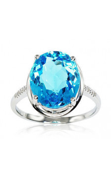 Gold ring 1100164(Au-W)_DI+TZB, White Gold 750°, Diamonds , Blue Topaz