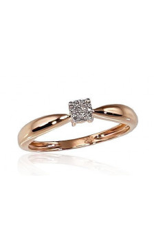 Gold ring 1100187(Au-R+PRh-W)_DI, Red Gold 585°, Rhodium (Plating) , Diamonds
