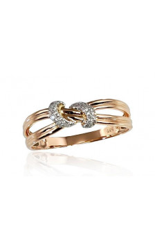 Gold ring 1100199(Au-R+PRh-W)_DI, Red Gold 585°, Rhodium (Plating) , Diamonds