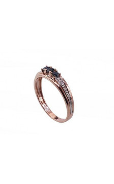 Gold ring 1100372(Au-R+PRh-W)_DI+SA, Red Gold 585°, Rhodium (Plating) , Diamonds , Sapphire