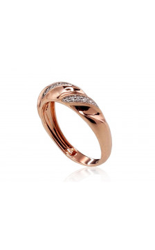 Gold ring 1100424(Au-R+PRh-W)_DI, Red Gold 585°, Rhodium (Plating) , Diamonds