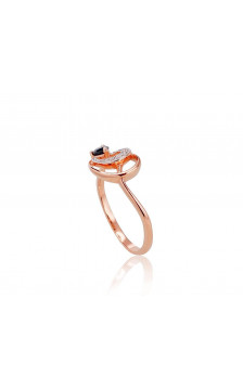 Gold ring 1100521(Au-R+PRh-W)_DI+SA, Red Gold 585°, Rhodium (Plating) , Diamonds , Sapphire