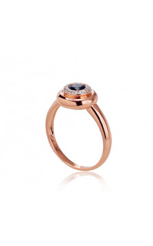 Gold ring 1100524(Au-R+PRh-W)_DI+SA, Red Gold 585°, Rhodium (Plating) , Diamonds , Sapphire