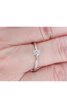 Auksinis žiedas 1100560(Au-W)_DI, Baltas Auksas 585°, Briliantai