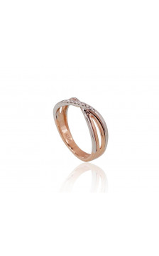 Kuldsõrmus 1100650(Au-R+Au-W)_DI, Valge/Punane Kuld 585°, Briljant