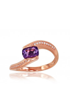 Gold ring 1100760(Au-R)_DI+AM, Red Gold 585°, Diamonds , Amethyst