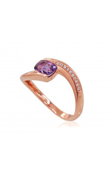 Gold ring 1100760(Au-R)_DI+AM, Red Gold 585°, Diamonds , Amethyst
