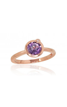 Gold ring 1100810(Au-R)_DI+AM, Red Gold 585°, Diamonds , Amethyst