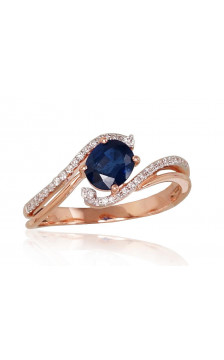Gold ring 1100811(Au-R+PRh-W)_DI+SA, Red Gold 585°, Rhodium (Plating) , Diamonds , Sapphire
