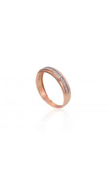 Gold ring 1100878(Au-R+PRh-W)_CZ, Red Gold 585°, Rhodium (Plating) , Zirkons