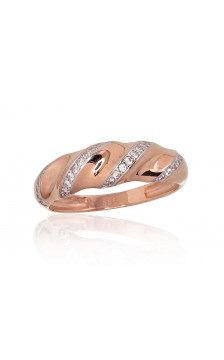 Gold ring 1100886(Au-R+PRh-W)_CZ, Red Gold 585°, Rhodium (Plating) , Zirkons