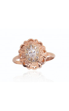 Zelta gredzens 1100898(Au-R+Au-W)_CZ, Sarkanais/Baltais Zelts 585°, Cirkoni