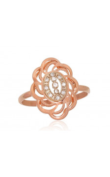 Auksinis žiedas 1100899(Au-R+Au-W)_CZ, Raudonas/Baltas Auksas 585°, Cirkonai