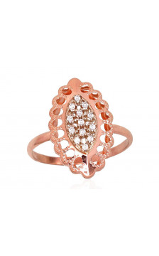 Auksinis žiedas 1100900(Au-R+Au-W)_CZ, Raudonas/Baltas Auksas 585°, Cirkonai