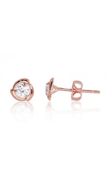 Gold classic studs earrings 1200198(Au-R)_CZ, Red Gold 585°, Zirkons