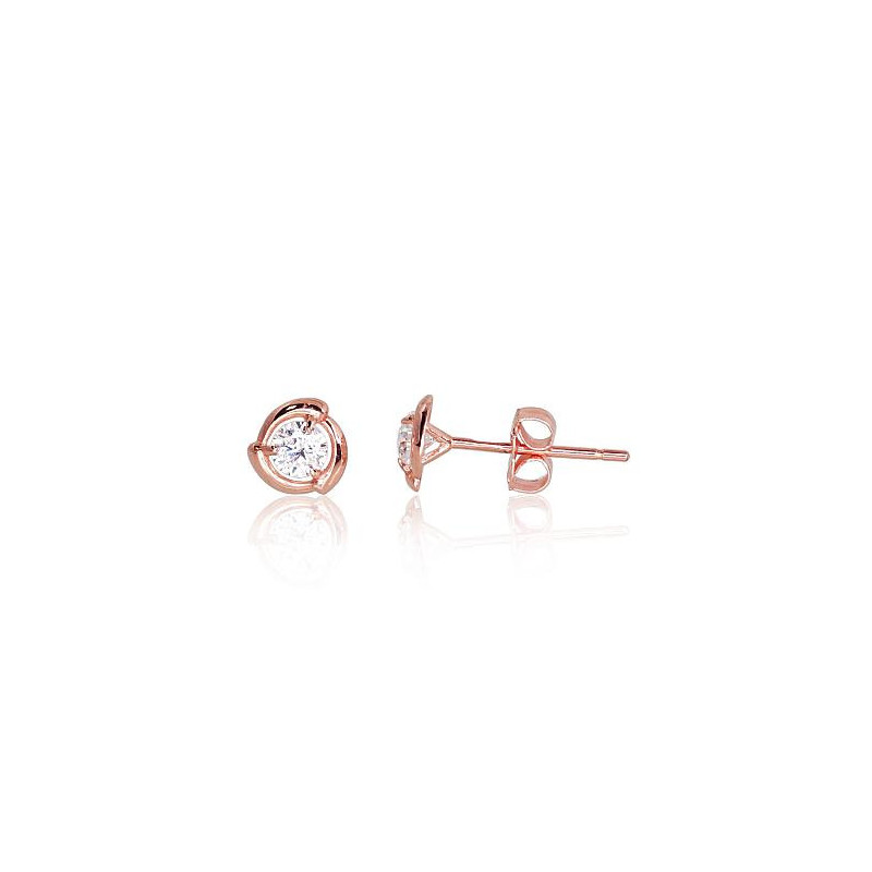 Gold classic studs earrings 1200198(Au-R)_CZ, Red Gold 585°, Zirkons