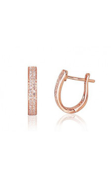 Gold earrings with 'english' lock 1200272(Au-R)_DI, Red Gold 585°, Diamonds