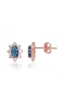 Gold classic studs earrings 1200278(Au-R)_CZ+CZ-B, Red Gold 585°, Zirkons