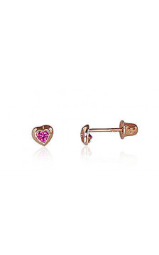 Gold screw studs earrings 1200501(Au-R)_CZ-RO, Red Gold 585°, Zirkons